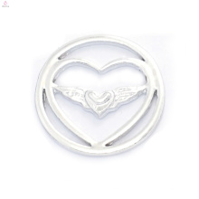 Fahion 22mm design argent ange aile bijoux fournitures flottants plaques de médaillons